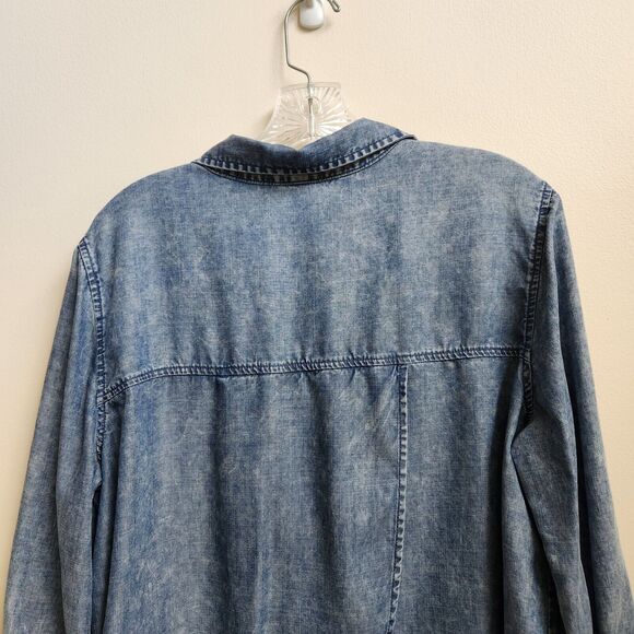 Liverpool Shirt Womens Large Blue Chambray Button-Up Long Sleeve Lyocell Top - Picture 5 of 14